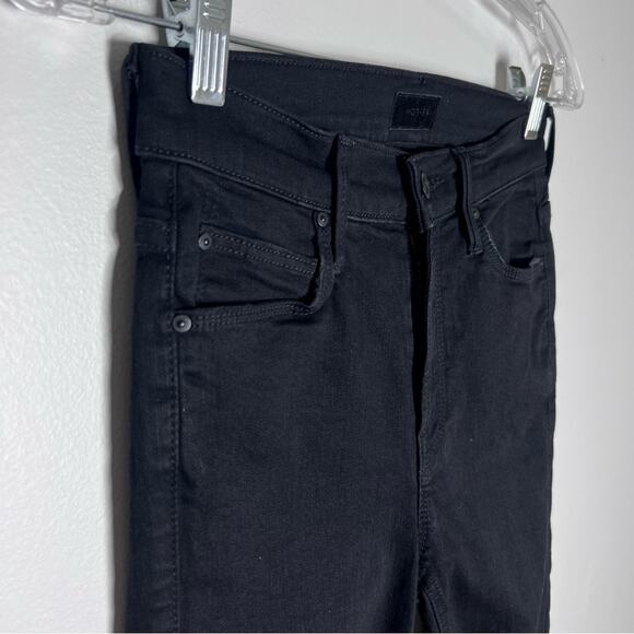 Mother The Mid Rise Dazzler Ankle Step Fray Jeans Denim in Not Guilty Black 24 - Picture 3 of 9